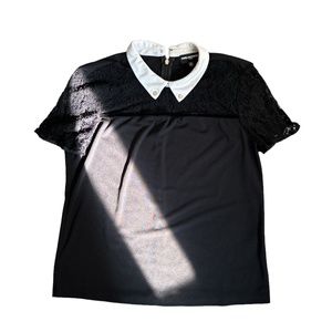 Karl Lagerfeld white and black collared top